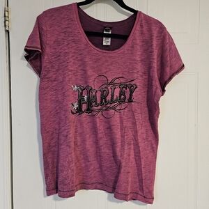 Harley Davidson Womens XL T Shirt Pink Rhinestone Short Sleeve Y2K